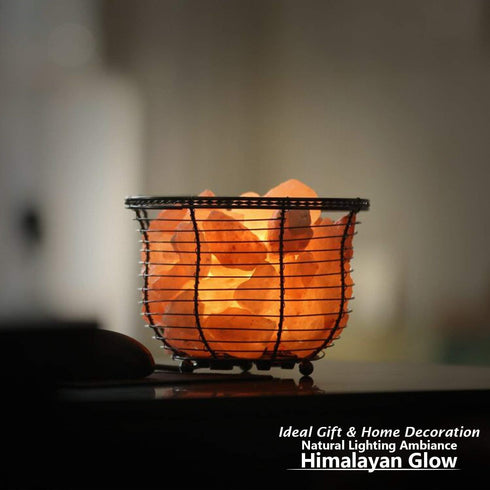 Tall Round Basket Salt Lamp, 8-10 Lbs | HIMALAYAN GLOW